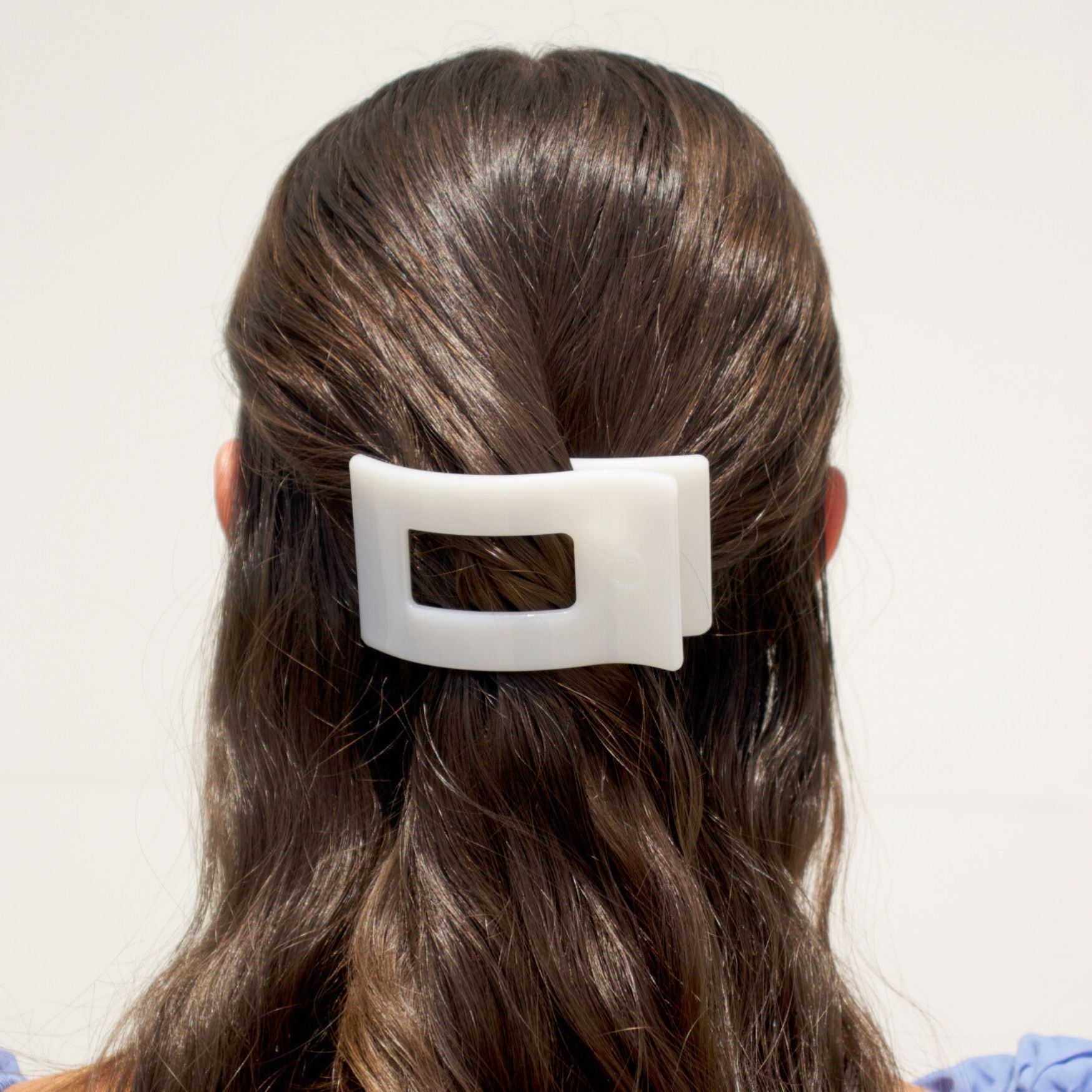 Coconut White Small Flat Rectangle Hair Clip - Glamourous Grace