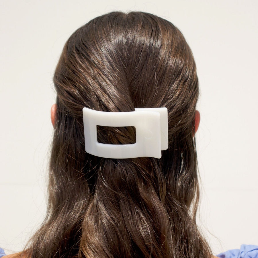Coconut White Small Flat Rectangle Hair Clip - Glamourous Grace