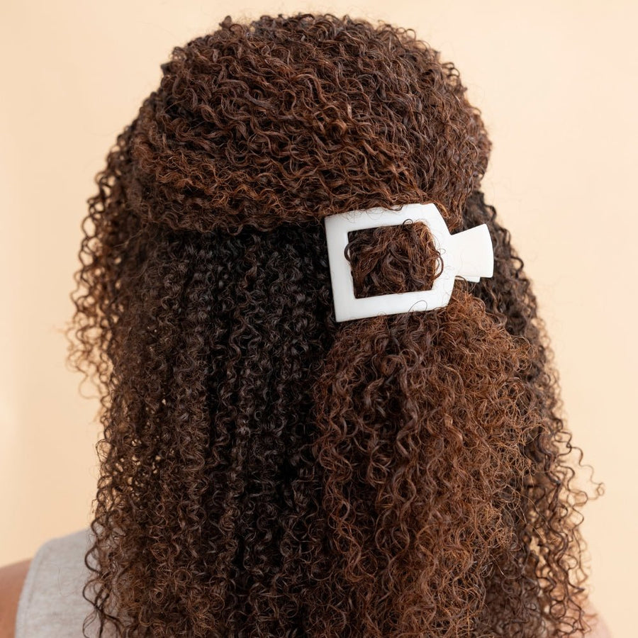 Coconut White Small Flat Square Hair Clip - Glamourous Grace