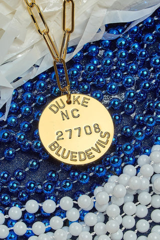 College Tag Charm Necklace - 18k Gold Plated Paper Clip Chain - Glamourous Grace