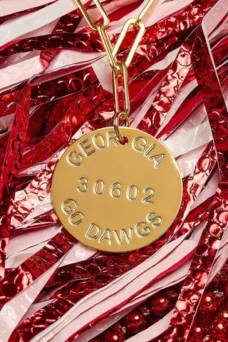 College Tag Charm Necklace - 18k Gold Plated Paper Clip Chain - Glamourous Grace