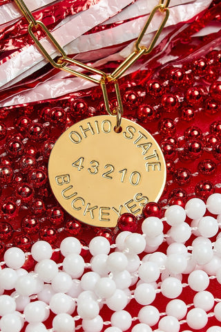College Tag Charm Necklace - 18k Gold Plated Paper Clip Chain - Glamourous Grace