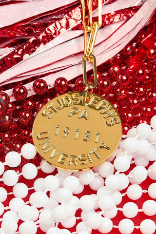 College Tag Charm Necklace - 18k Gold Plated Paper Clip Chain - Glamourous Grace