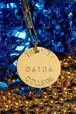 College Tag Charm Necklace - 18k Gold Plated Paper Clip Chain - Glamourous Grace