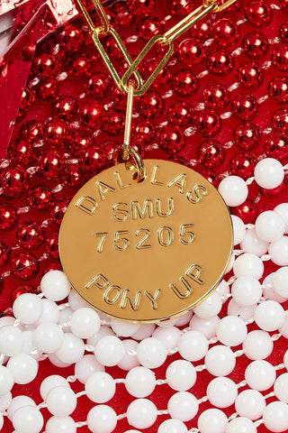 College Tag Charm Necklace - 18k Gold Plated Paper Clip Chain - Glamourous Grace