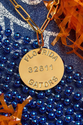 College Tag Charm Necklace - 18k Gold Plated Paper Clip Chain - Glamourous Grace