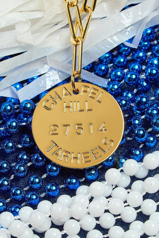 College Tag Charm Necklace - 18k Gold Plated Paper Clip Chain - Glamourous Grace