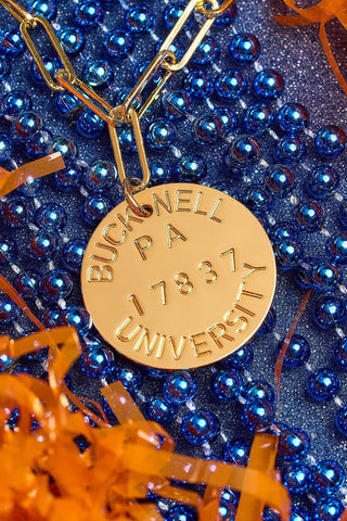 College Tag Charm Necklace - 18k Gold Plated Paper Clip Chain - Glamourous Grace