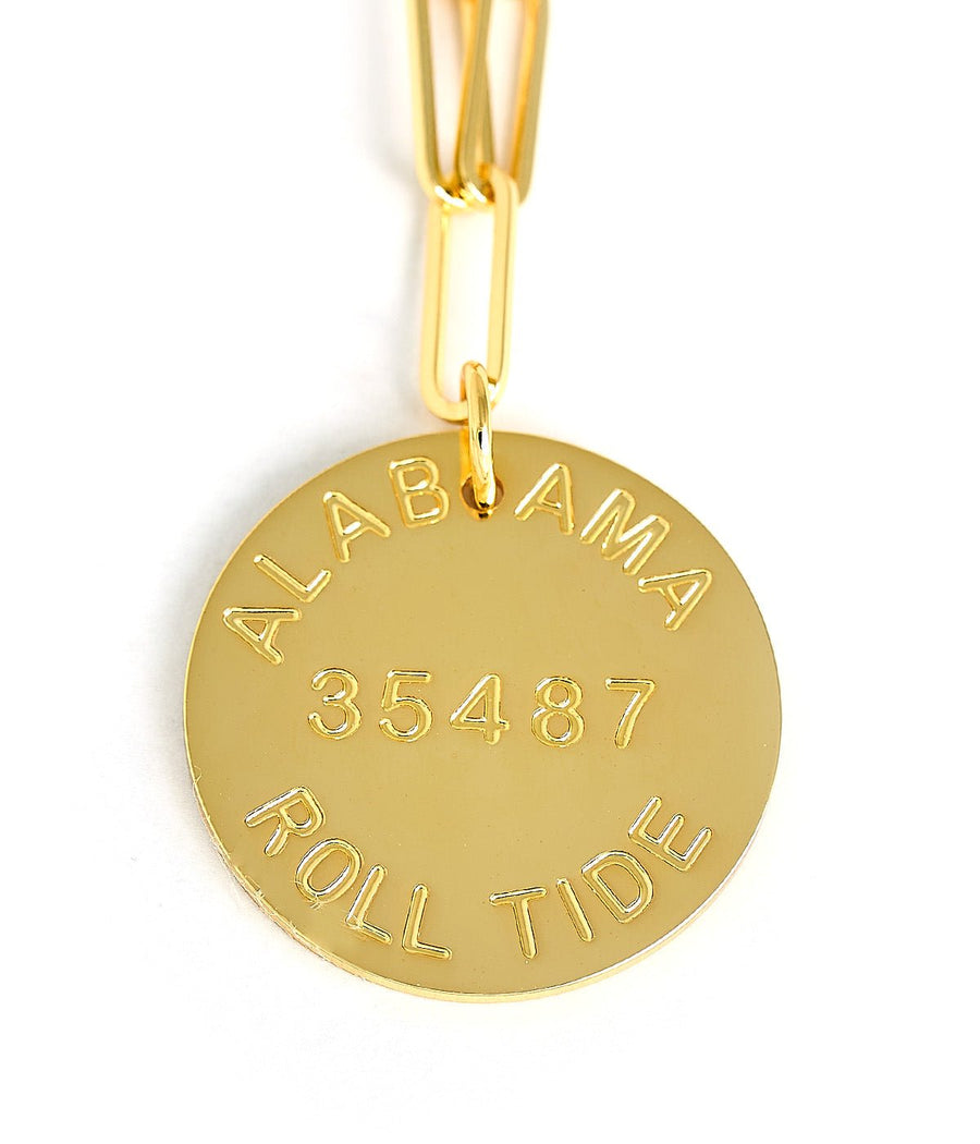 College Tag Charm Necklace - 18k Gold Plated Paper Clip Chain - Glamourous Grace