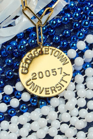 College Tag Charm Necklace - 18k Gold Plated Paper Clip Chain - Glamourous Grace