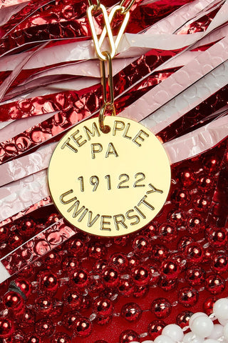 College Tag Charm Necklace - 18k Gold Plated Paper Clip Chain - Glamourous Grace