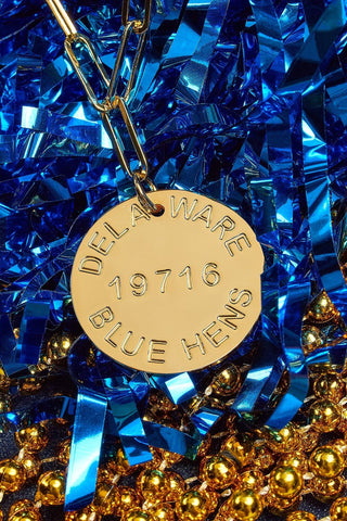 College Tag Charm Necklace - 18k Gold Plated Paper Clip Chain - Glamourous Grace