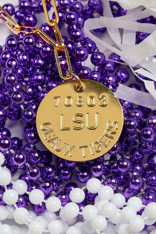 College Tag Charm Necklace - 18k Gold Plated Paper Clip Chain - Glamourous Grace