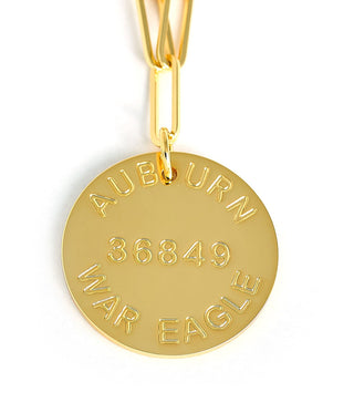 College Tag Charm Necklace - 18k Gold Plated Paper Clip Chain - Glamourous Grace