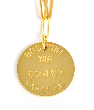 College Tag Charm Necklace - 18k Gold Plated Paper Clip Chain - Glamourous Grace