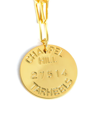 College Tag Charm Necklace - 18k Gold Plated Paper Clip Chain