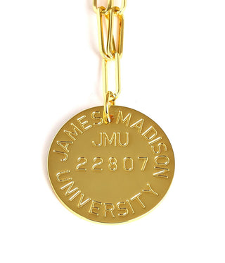 College Tag Charm Necklace - 18k Gold Plated Paper Clip Chain