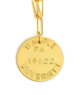 College Tag Charm Necklace - 18k Gold Plated Paper Clip Chain