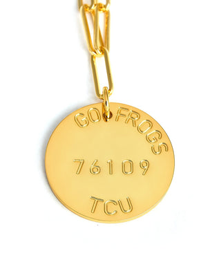 College Tag Charm Necklace - 18k Gold Plated Paper Clip Chain