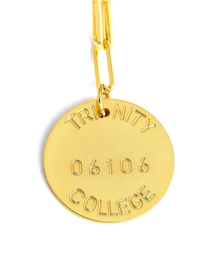 College Tag Charm Necklace - 18k Gold Plated Paper Clip Chain