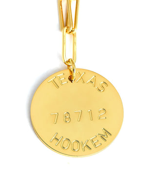 College Tag Charm Necklace - 18k Gold Plated Paper Clip Chain