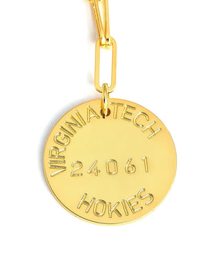College Tag Charm Necklace - 18k Gold Plated Paper Clip Chain