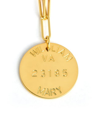 College Tag Charm Necklace - 18k Gold Plated Paper Clip Chain