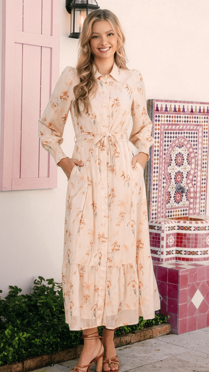 Connie Dress (Light Peach) - Glamourous Grace