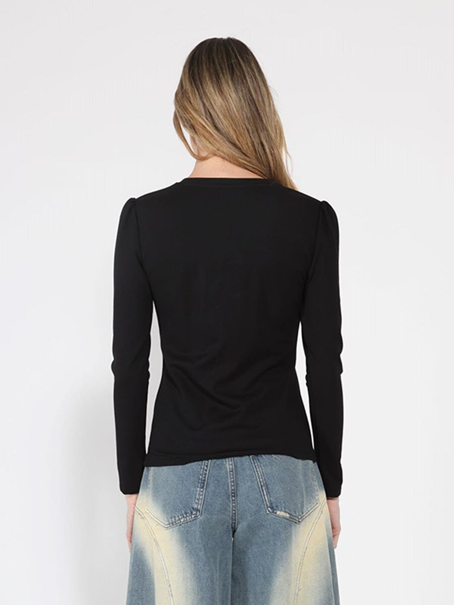 Contrast Color Asymmetrical Detail Long Sleeve Top - Glamourous Grace