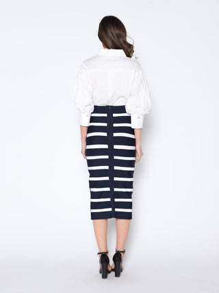 Contrast Color Striped Midi Bandage Bodycon Skirt