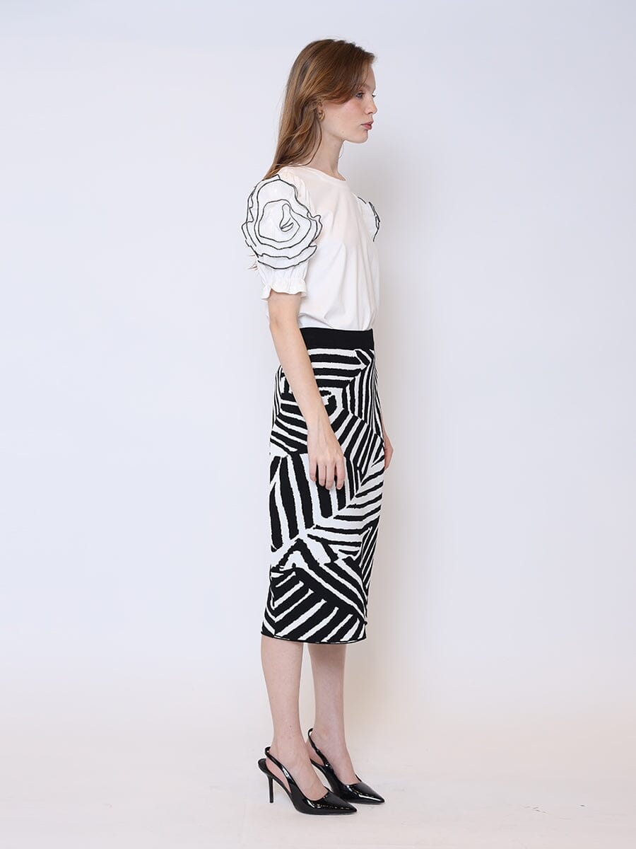 Contrast Zebra Print Back Slit Mini Knit Skirt - Glamourous Grace