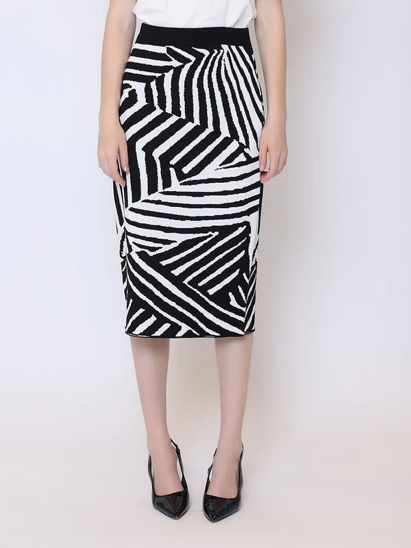Contrast Zebra Print Back Slit Mini Knit Skirt - Glamourous Grace