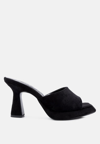 Copyme Micro Suede Slip On Spool Heel Sandals - Glamourous Grace