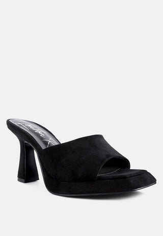 Copyme Micro Suede Slip On Spool Heel Sandals - Glamourous Grace
