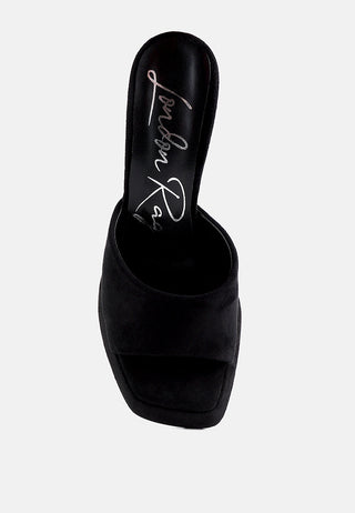Copyme Micro Suede Slip On Spool Heel Sandals - Glamourous Grace