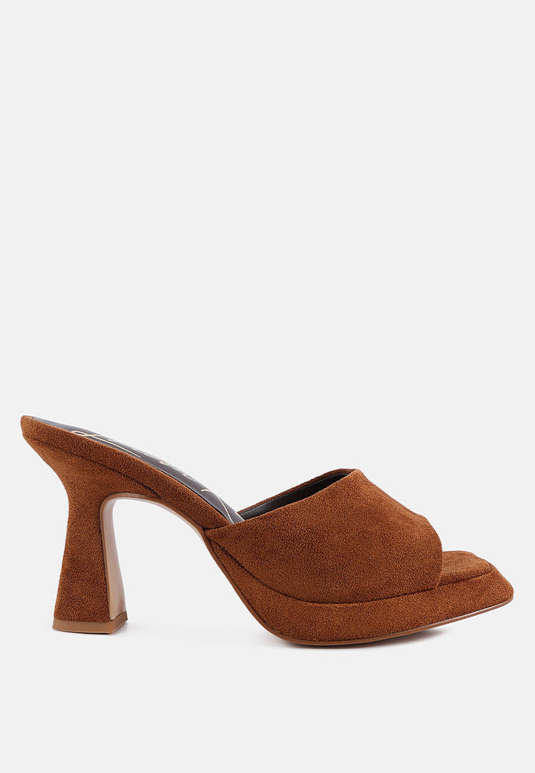 Copyme Micro Suede Slip On Spool Heel Sandals - Glamourous Grace