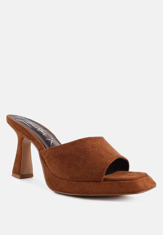 Copyme Micro Suede Slip On Spool Heel Sandals - Glamourous Grace