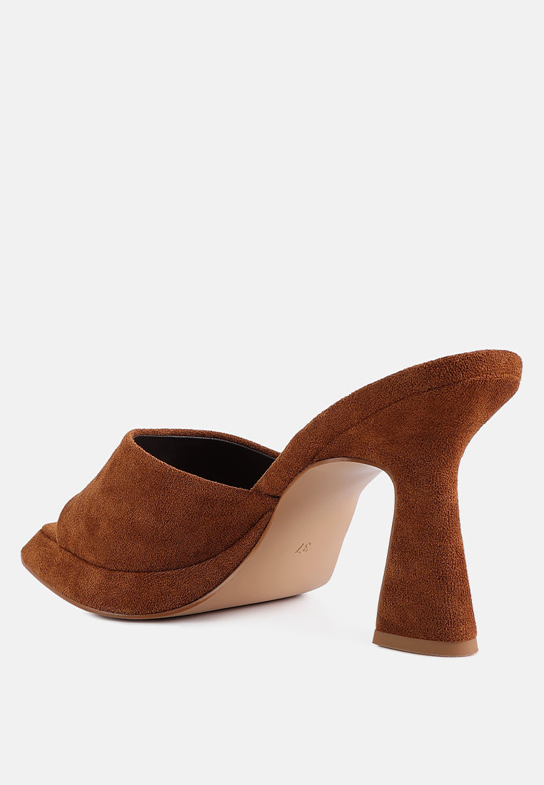 Copyme Micro Suede Slip On Spool Heel Sandals - Glamourous Grace