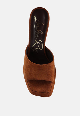 Copyme Micro Suede Slip On Spool Heel Sandals - Glamourous Grace
