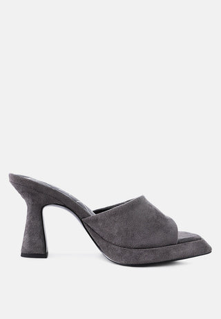 Copyme Micro Suede Slip On Spool Heel Sandals - Glamourous Grace