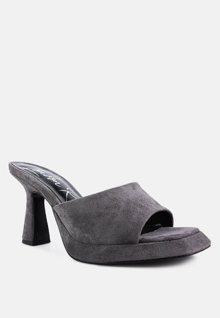 Copyme Micro Suede Slip On Spool Heel Sandals - Glamourous Grace