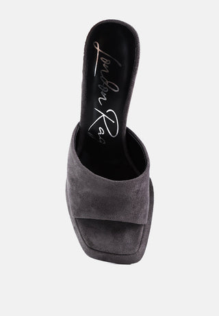 Copyme Micro Suede Slip On Spool Heel Sandals - Glamourous Grace