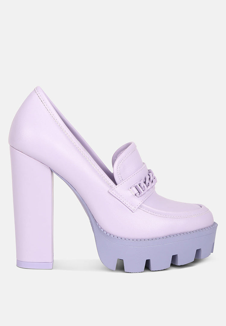 Corinne Chain Embellished Chunky Loafers - Glamourous Grace
