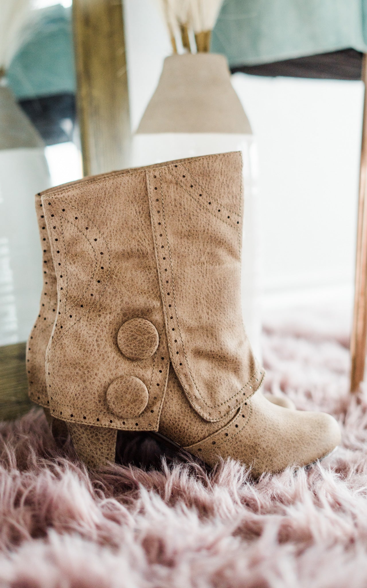 Cowgirl Star Booties in Taupe - Glamourous Grace