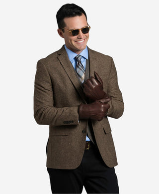 CR3103 (brown) - Men’s handsewn Italian rabbit fur gloves - Glamourous Grace