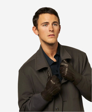 CR3103 (brown) - Men’s handsewn Italian rabbit fur gloves - Glamourous Grace