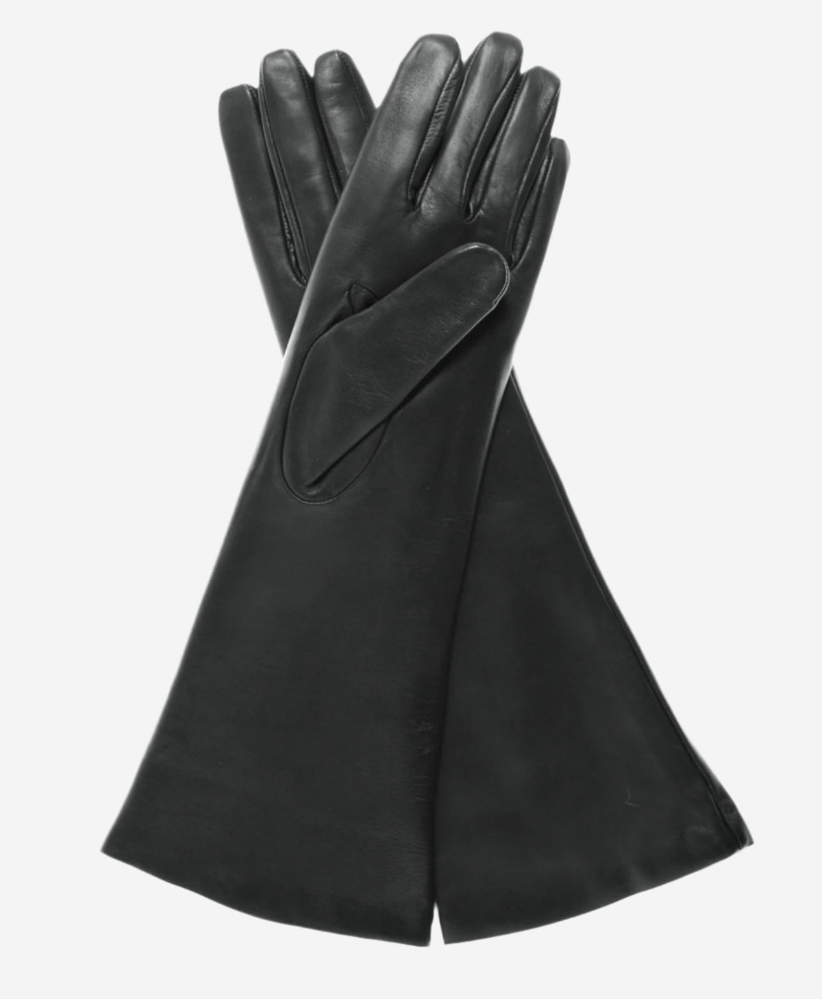 CR4001W6 (black) - Italian rabbit fur lined 6-button length leather gloves - Glamourous Grace