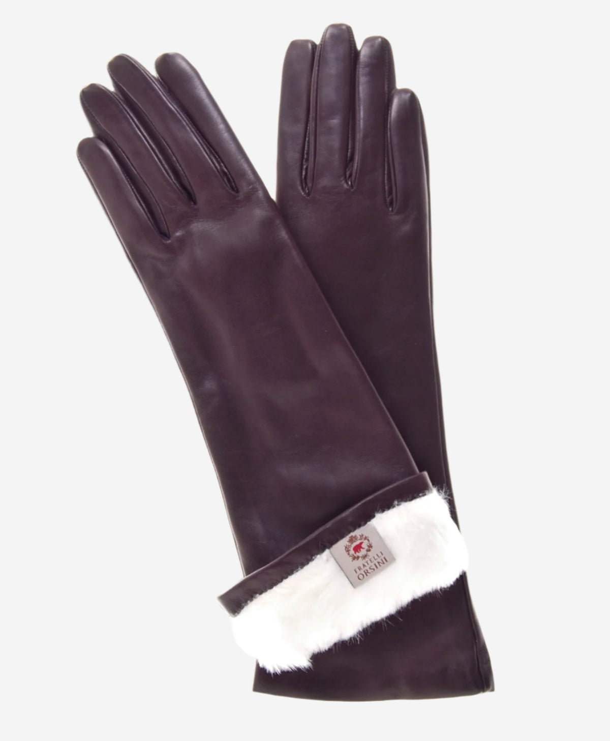 CR4001W6 (brown) - Italian rabbit fur lined 6-button length leather gloves - Glamourous Grace