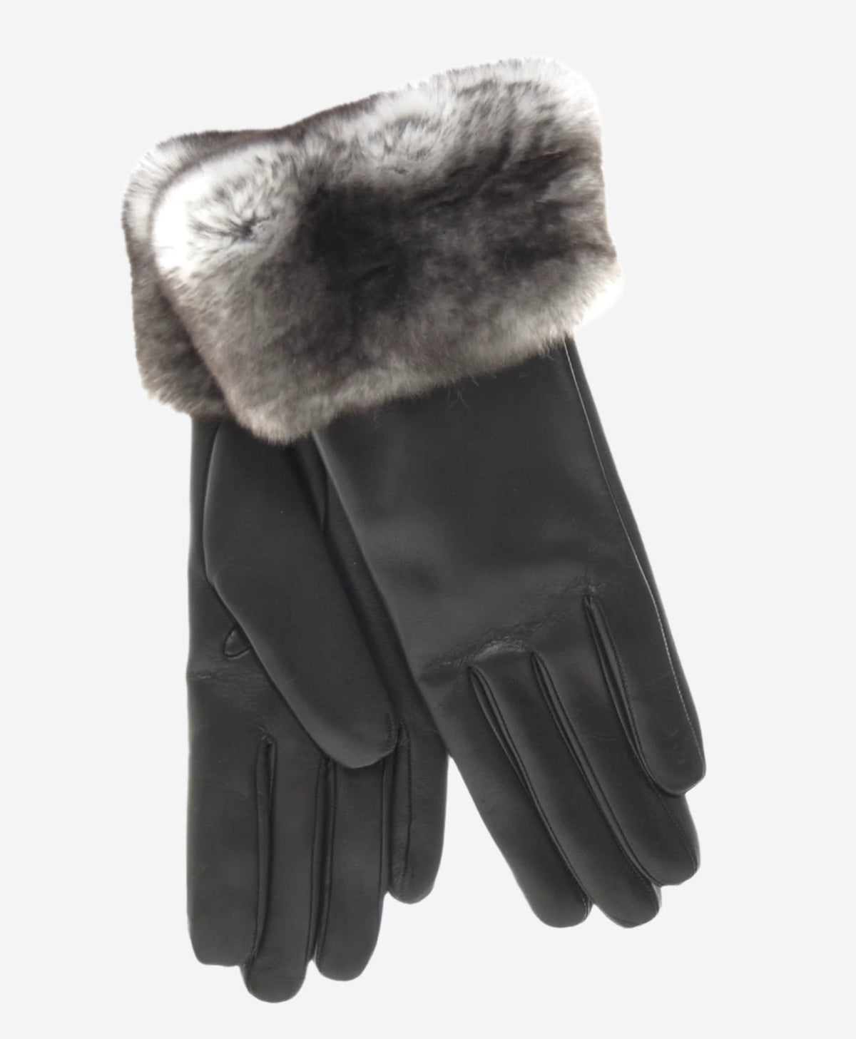 CR4450 (black) - Women’s Italian Orylag rabbit fur cuff cashmere lined winter leather gloves - Glamourous Grace