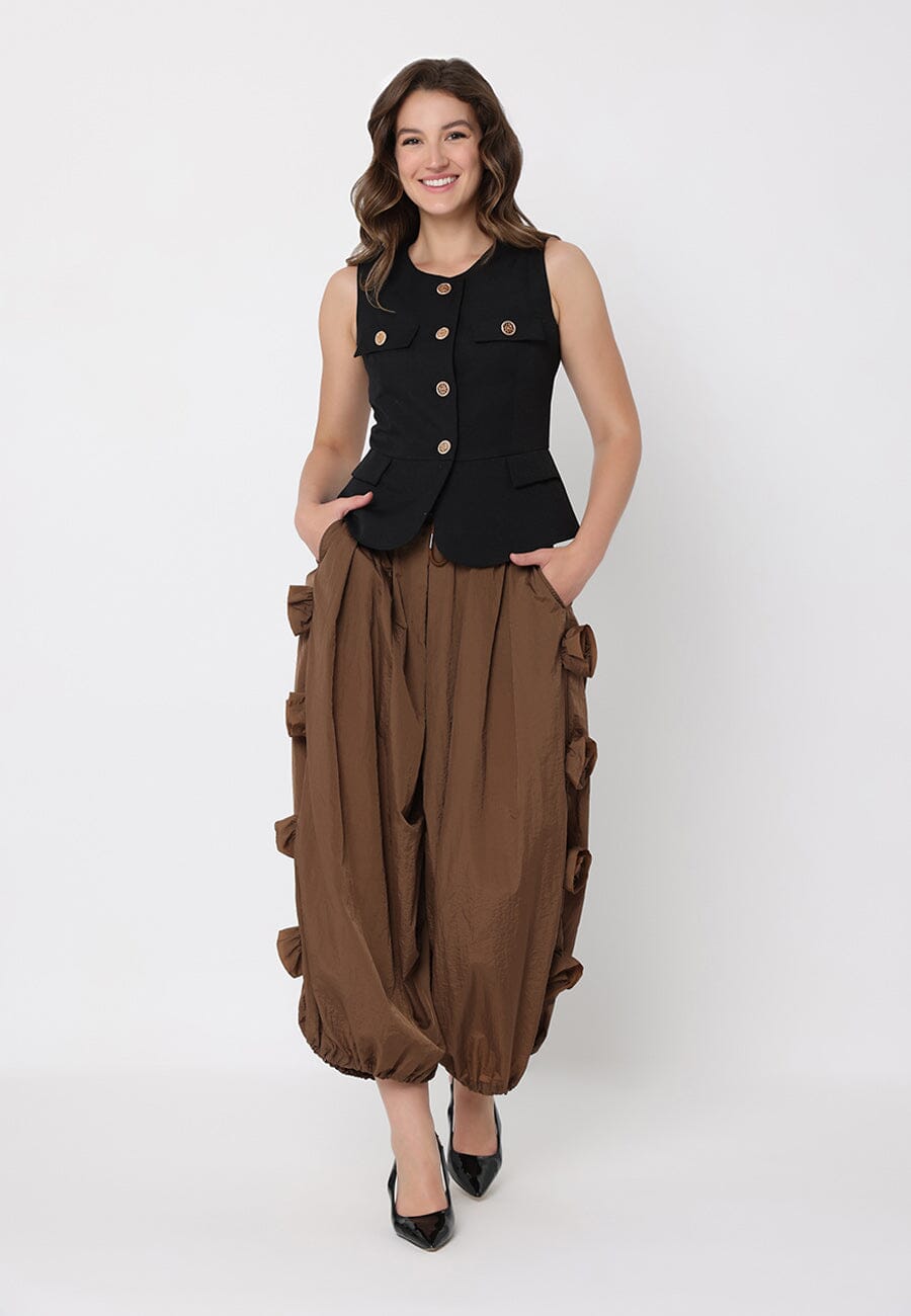 Crew Neck Front Pockets Vest - Glamourous Grace